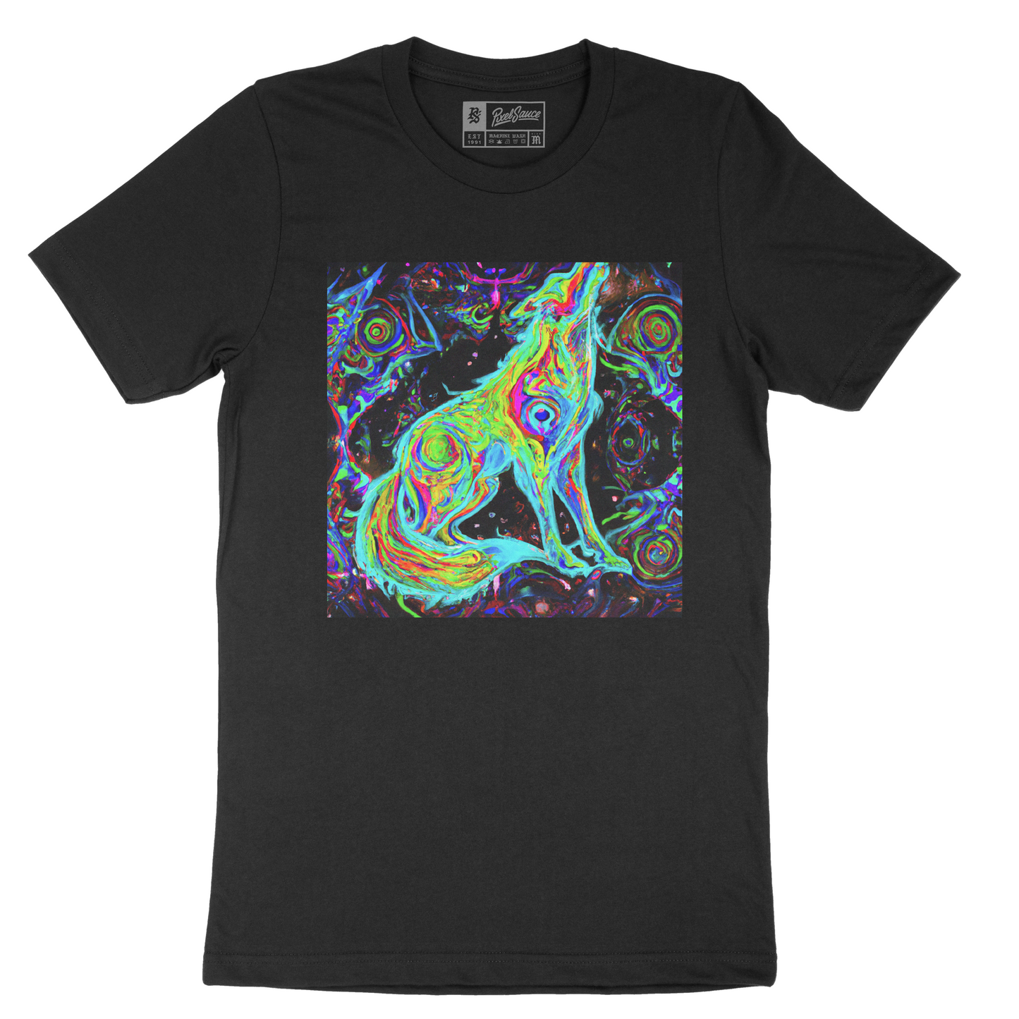 Black Psychedelic Wolf T-Shirt